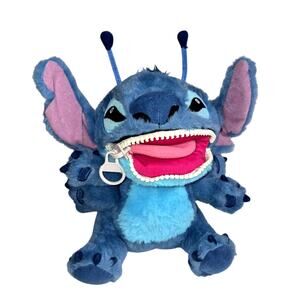 Disney Quantum Mechanix Zipper Mouth Stitch Soft Plush Medium 10" Working Zip